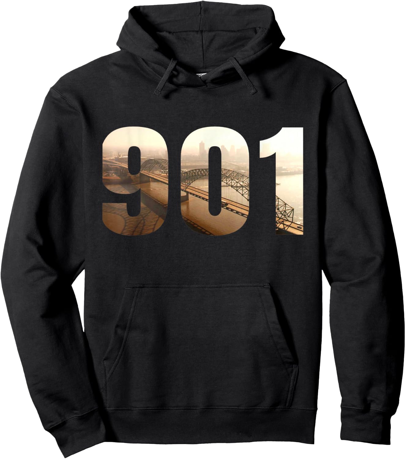 I am 901 - Memphis Tennessee Area Code - Historical Bridge Hoodie - Hoodie | Black