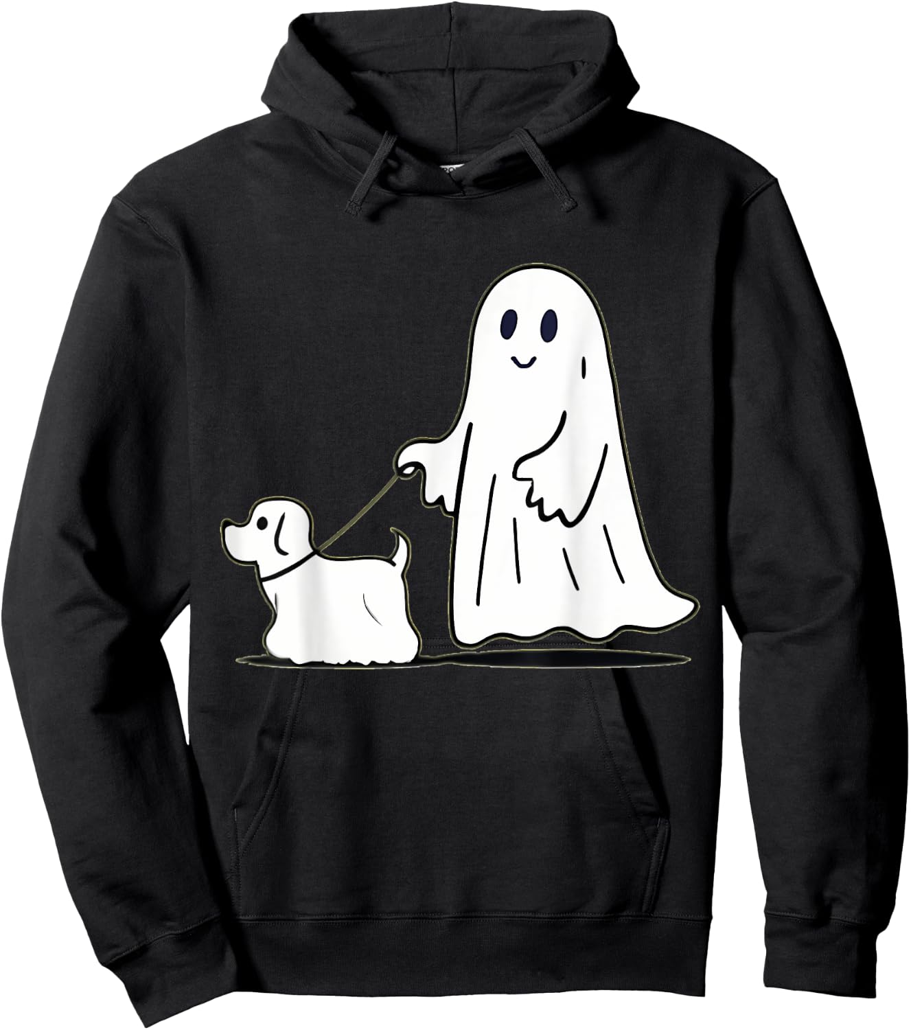 Ghost Walking Dog Ghostie Funny Halloween Dog Lover Hoodie - Hoodie | Black
