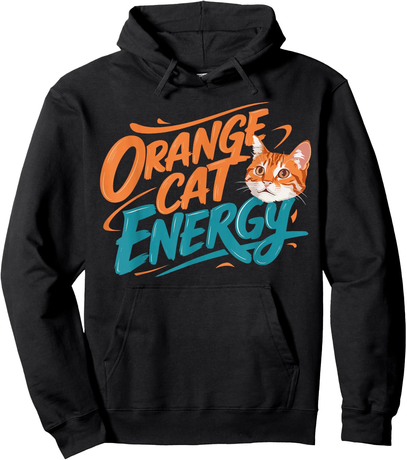 Orange Cat Energy Hoodie - Hoodie | Black