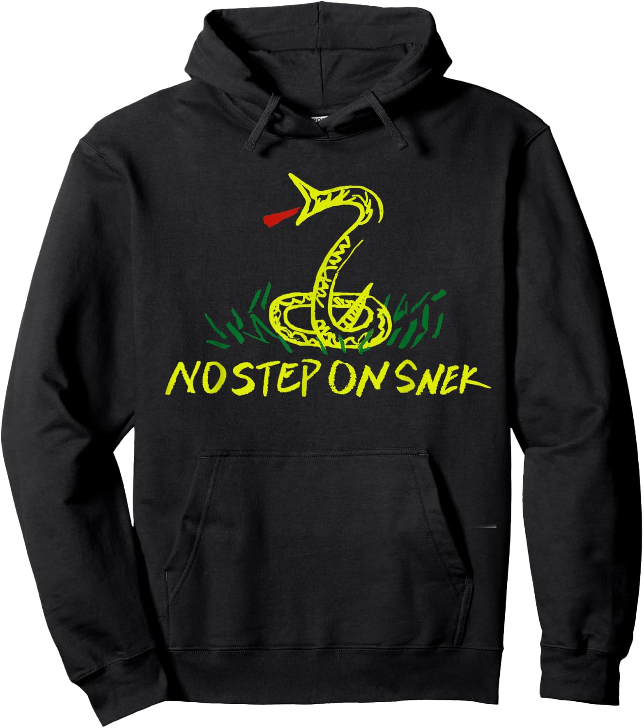 Funny Patriotic No Step On Snek Hand Drawn Gadsden Flag Hoodie - Hoodie | Black
