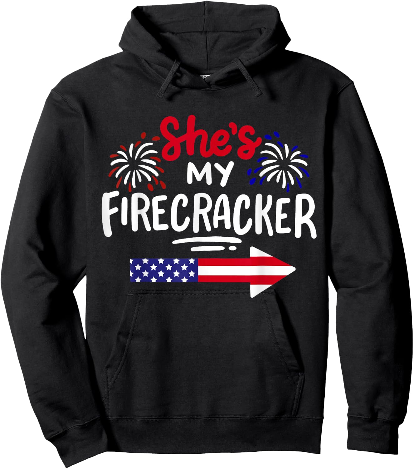 Funny 4th Of July She's My Firecracker Matching Couple Men Hoodie - Hoodie | Black