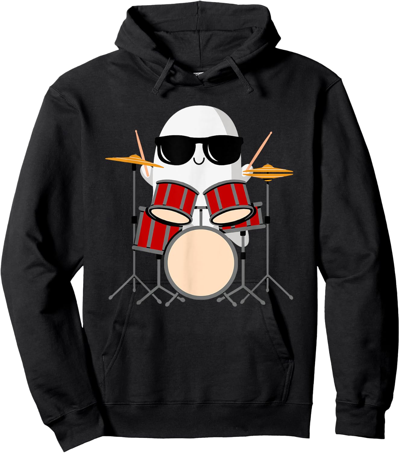 Funny Ghost Drummer - Spooky & Cool Halloween Drum Music Hoodie - Hoodie | Black