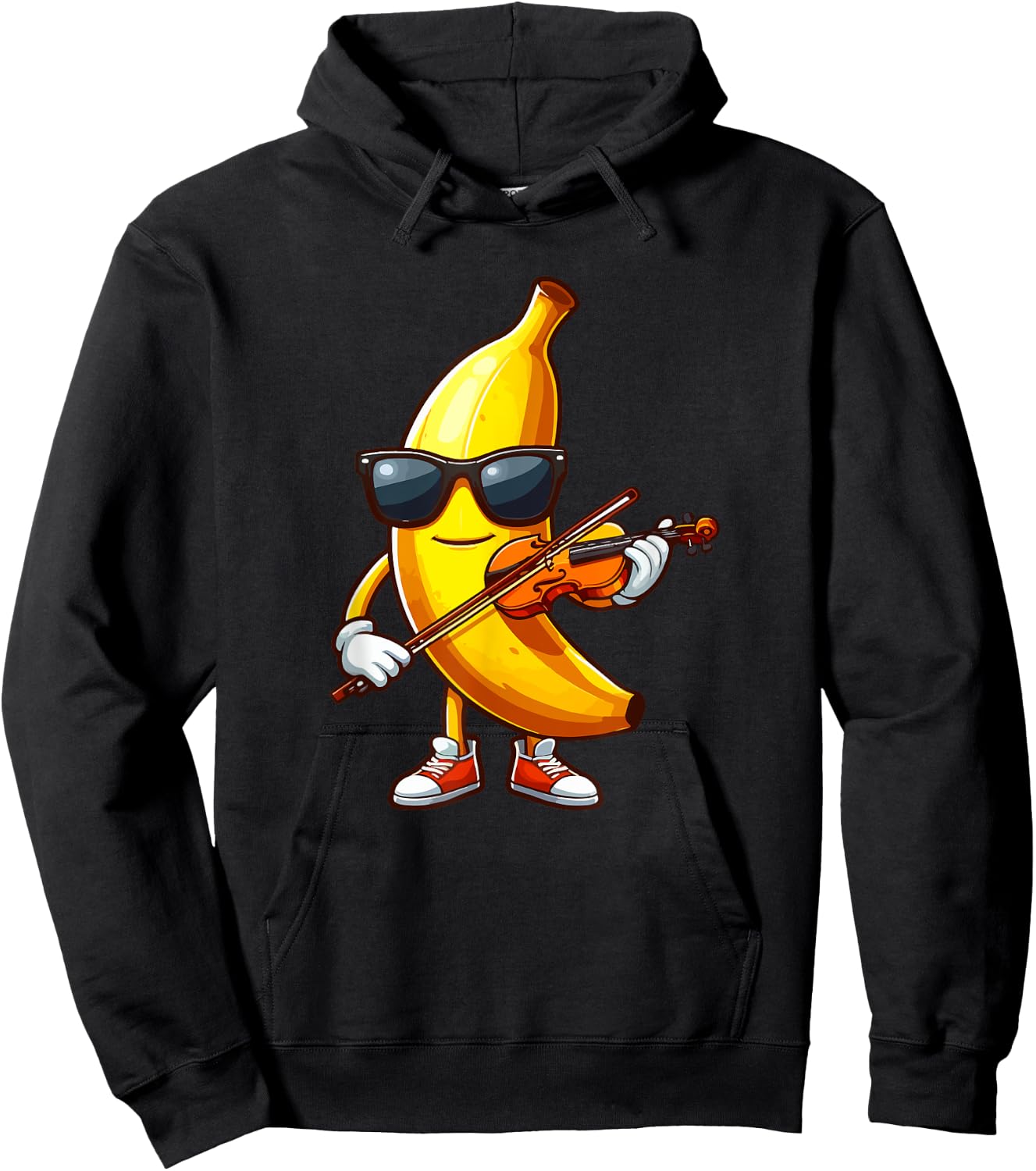 Banana Sunglasses Playing Violin Funny Fruit Instrument Hoodie - Hoodie | Black