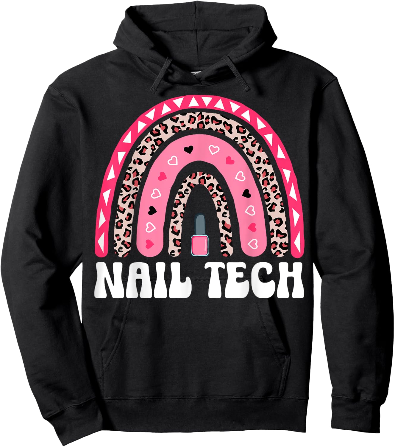 Boho Rainbow Nail Tech Nail Polish Manicurist Nail Artist Hoodie - Hoodie | Black