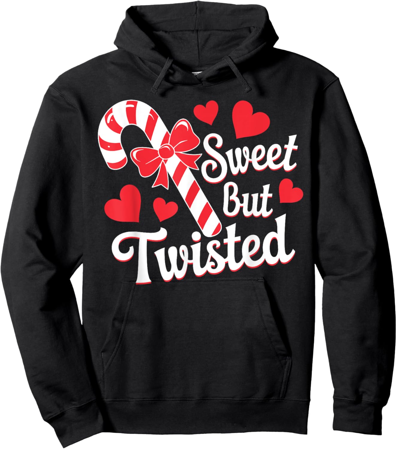 Sweet But Twisted Funny Christmas Candy Cane Xmas Holiday Hoodie - Hoodie | Black
