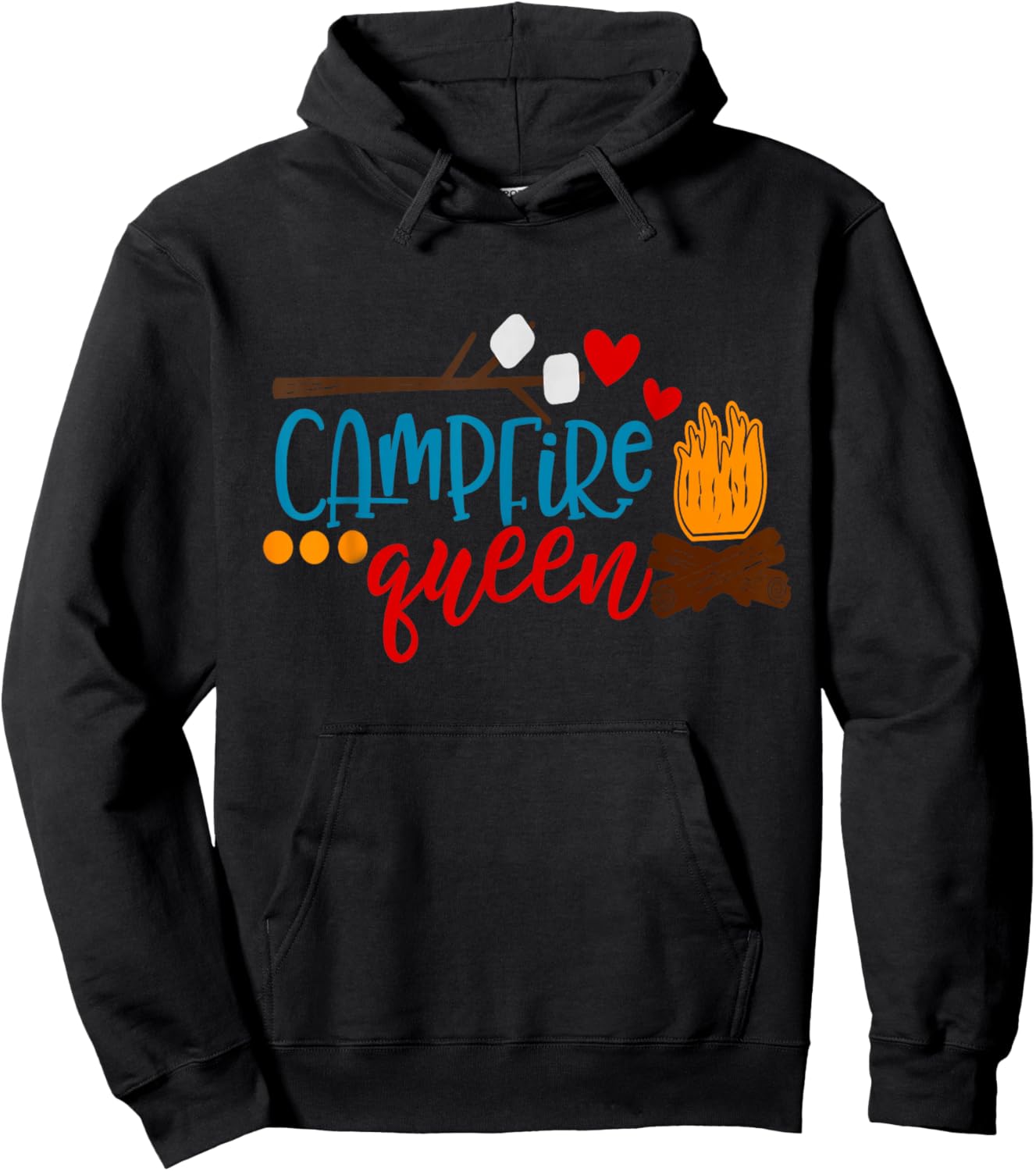 Campfire Queen Mom Wife Camping Shirt Camp S'Mores Bonfire Hoodie - Hoodie | Black