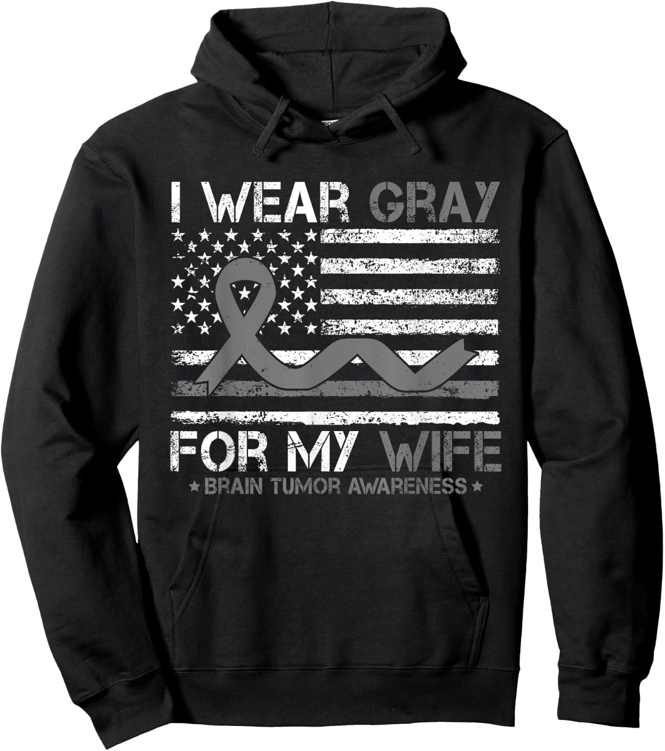 I Wear Gray For My Wife Brain Tumor Awareness For Husband Hoodie - Hoodie | Black