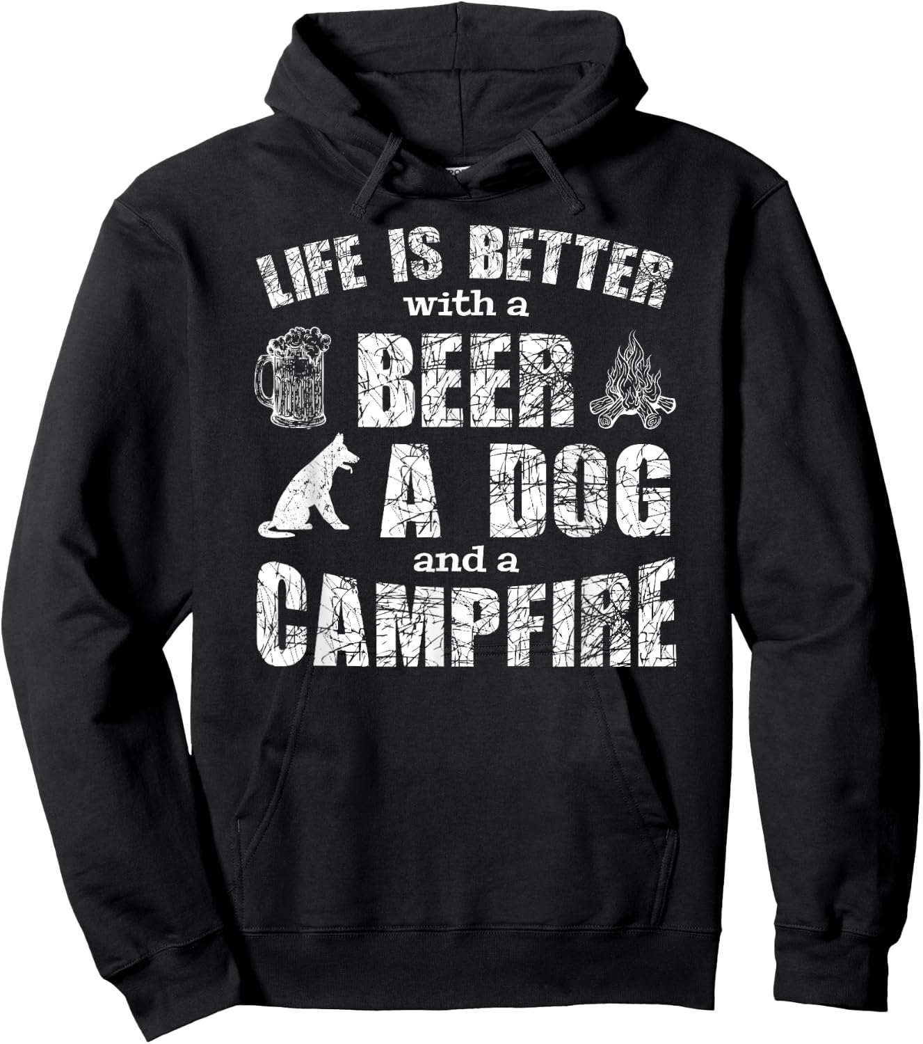 Life is better with a beer a dog and a campfire camping gift Men Women Hoodie - Hoodie | Black