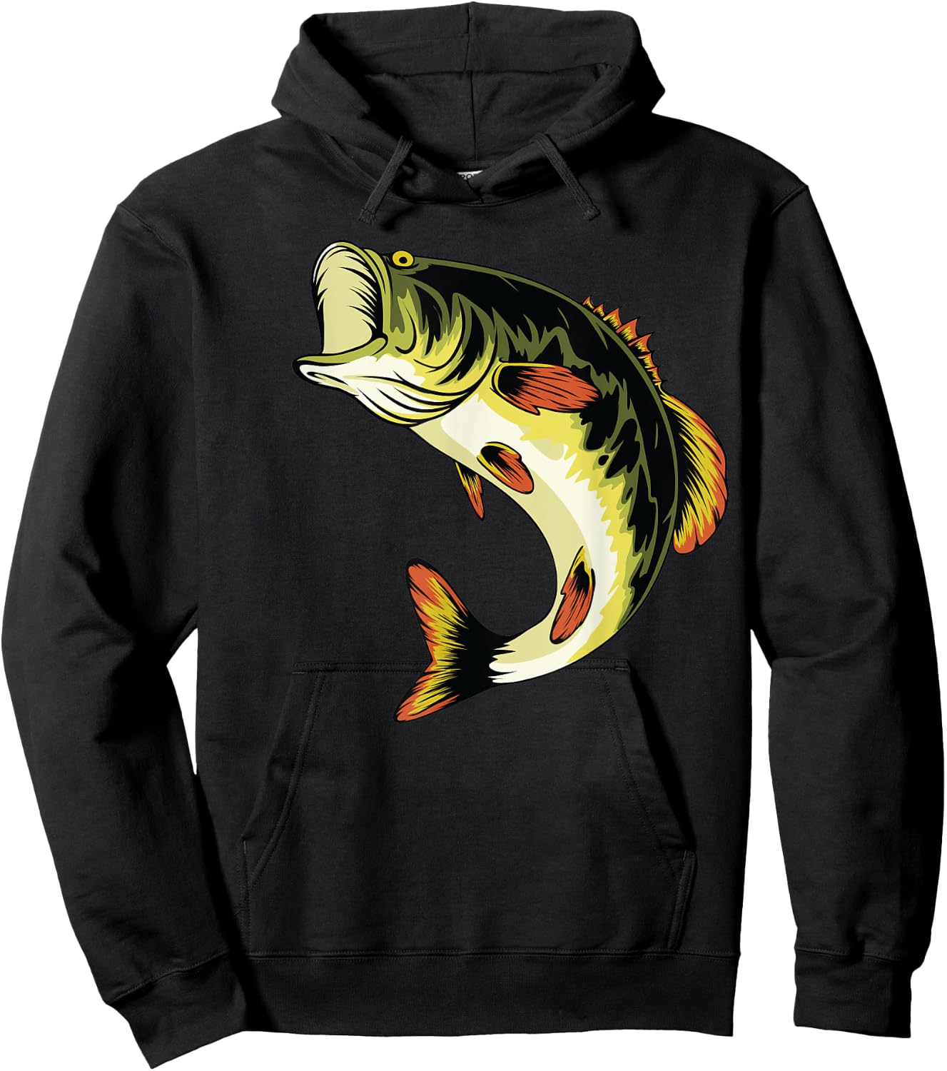 Fishing Graphic Large Mouth Bass Fish Hoodie - Hoodie | Black