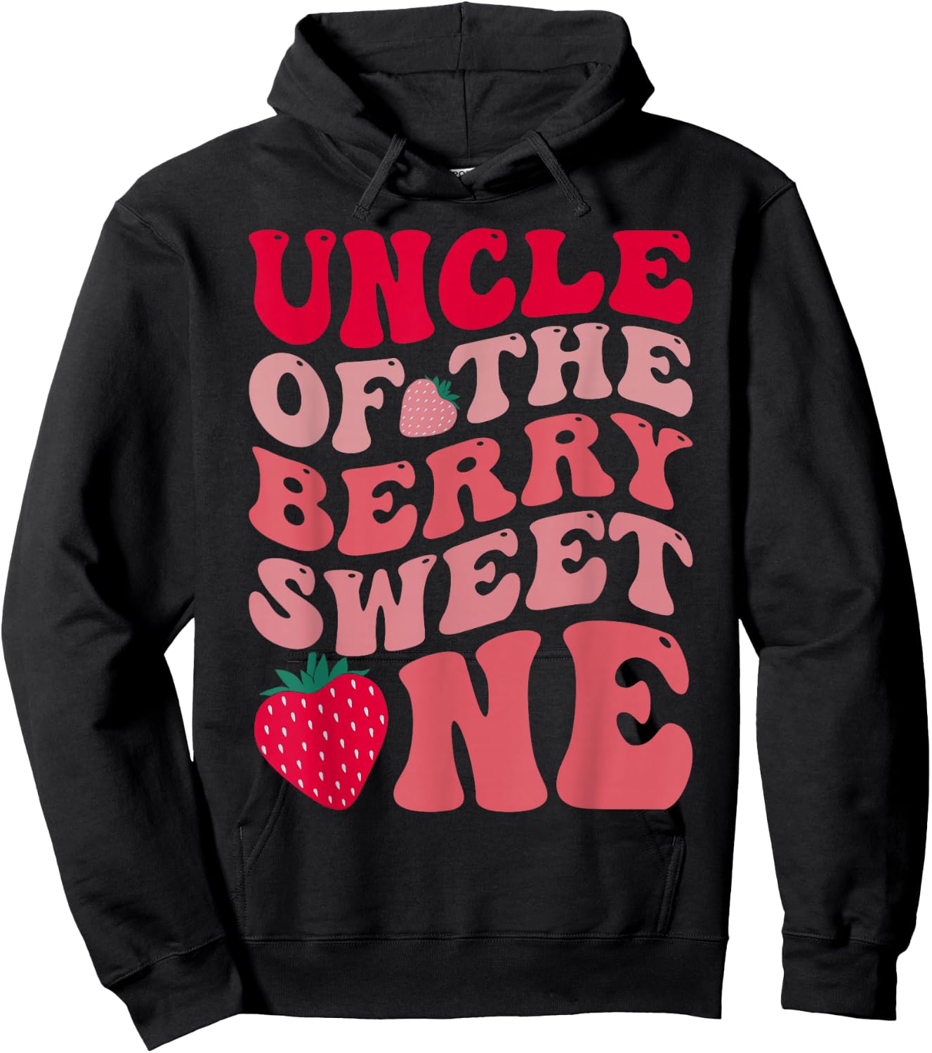 Uncle Of The Berry Sweet One Strawberry First Birthday Hoodie - Hoodie | Black