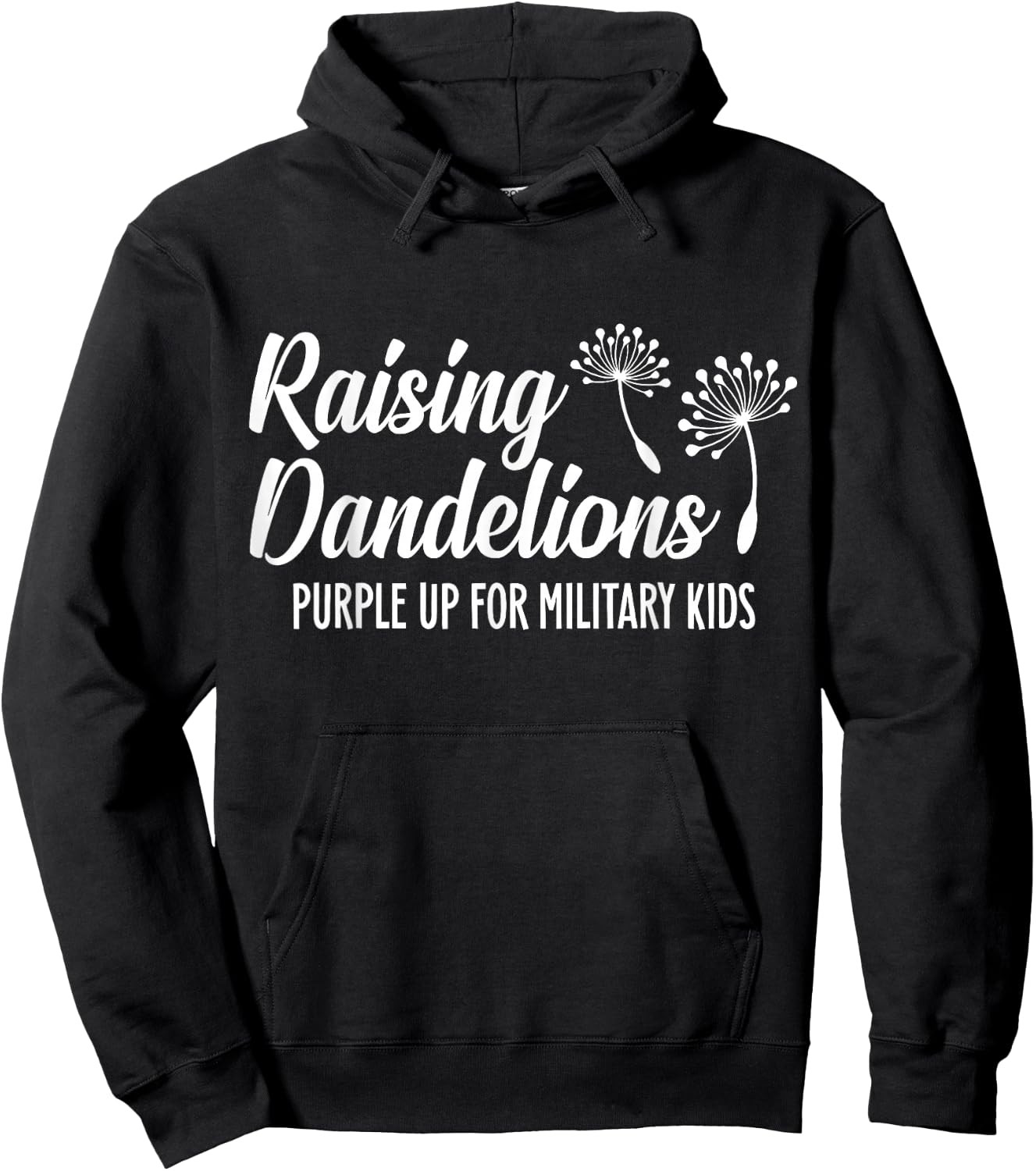 Raising Dandelion Purple Up for Military Kids Child Month Hoodie - Hoodie | Black