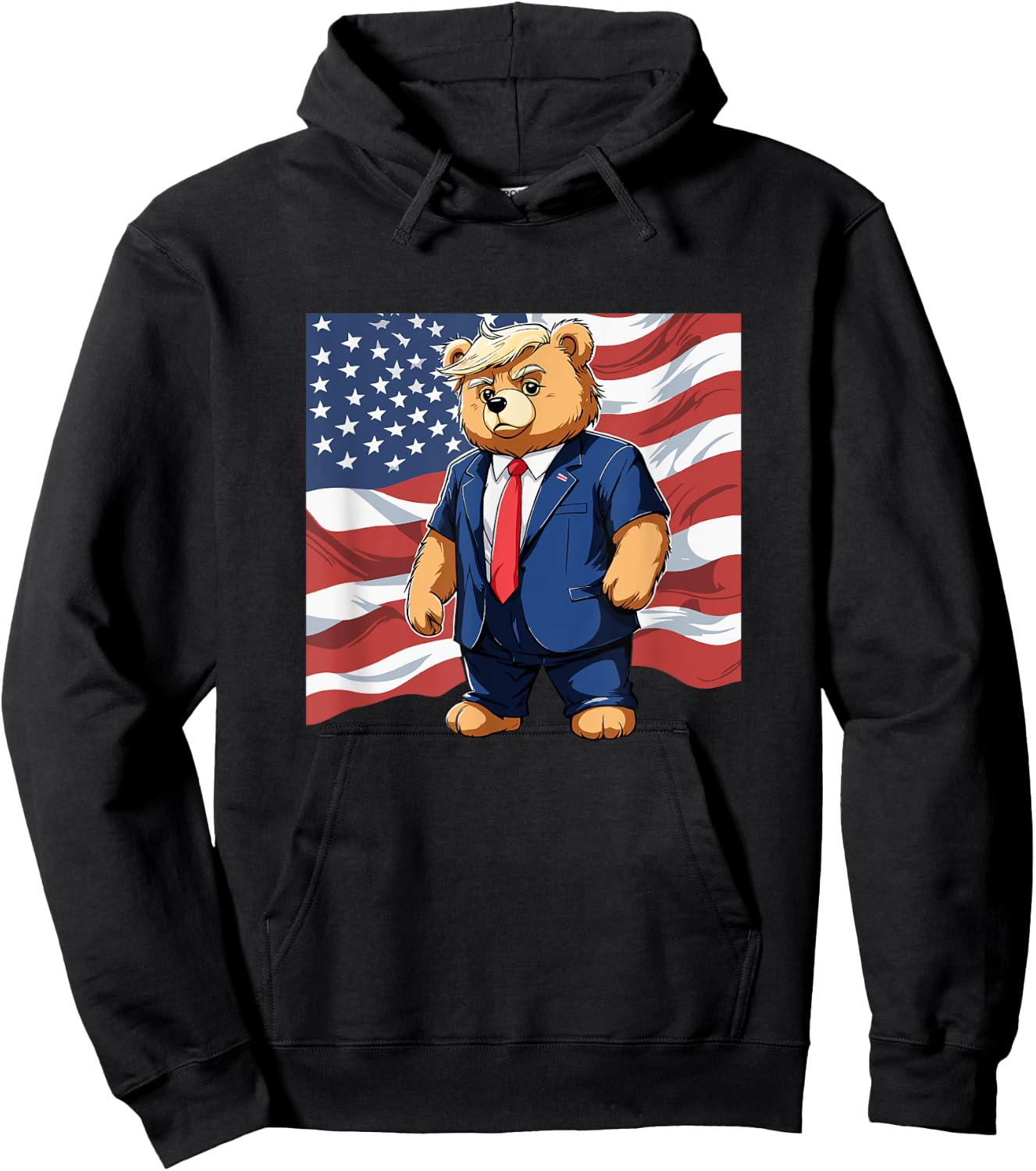 Trump Teddy Bear USA Flag Patriot Supporter Hoodie - Hoodie | Black