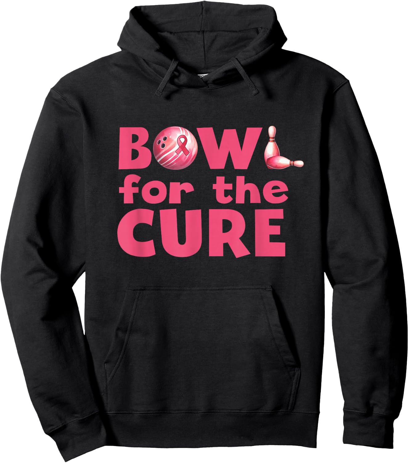 Bowl For The Cure Bowling Breast Cancer Bowler Pink Ribbon Hoodie - Hoodie | Black