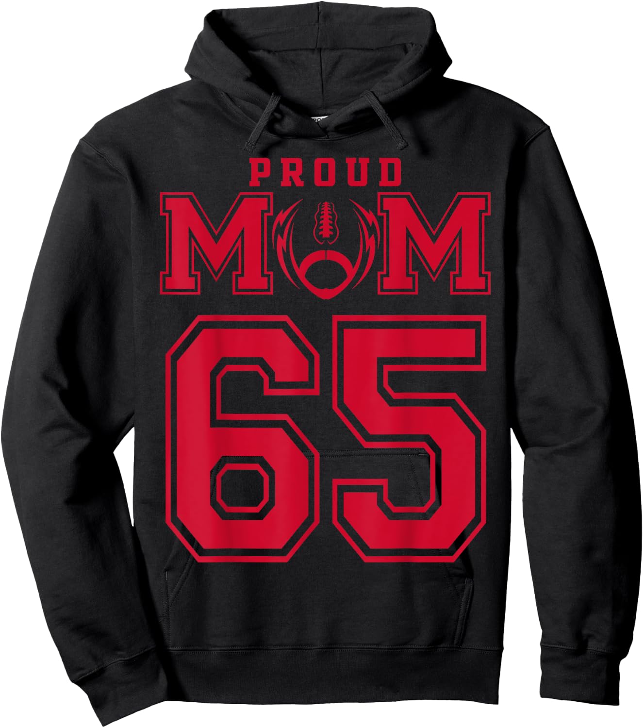 Custom Proud Football Mom Number 65 R Personalized Hoodie - Hoodie | Black