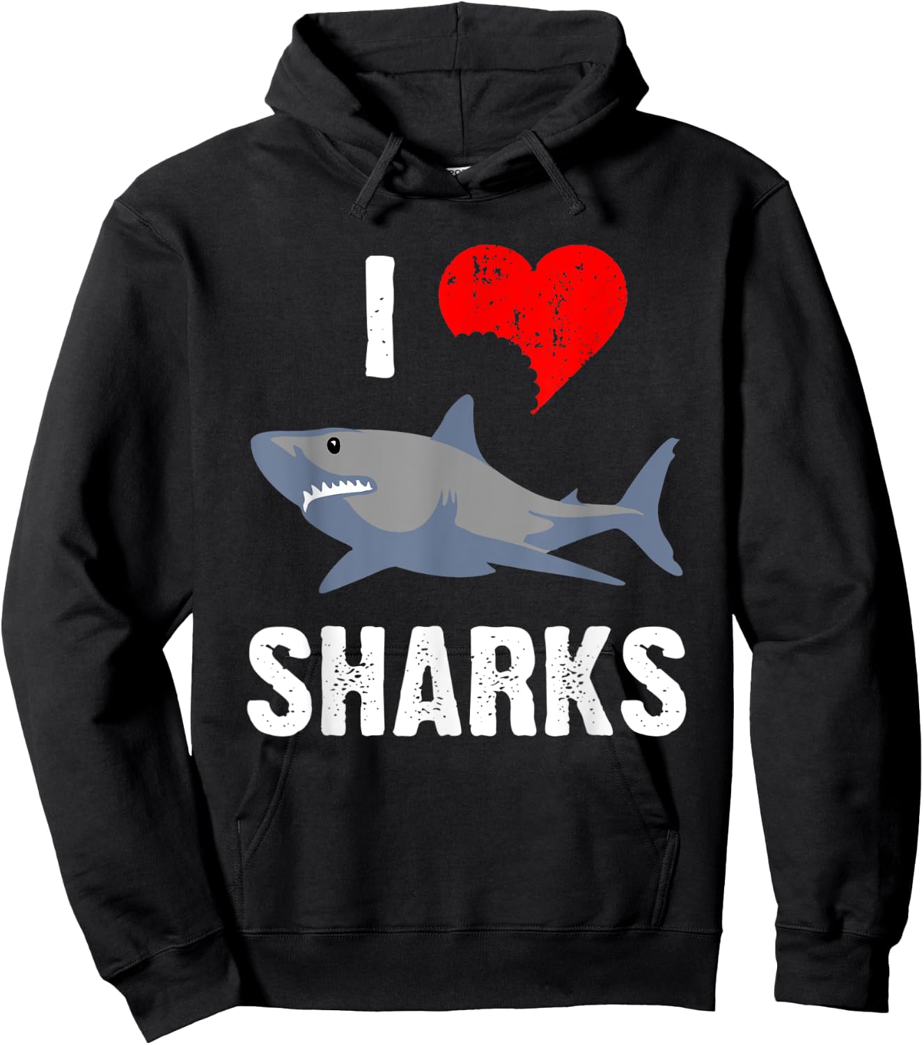 I Love Sharks Shark Lover Marine Biology Heart Bitemark Hoodie - Hoodie | Black