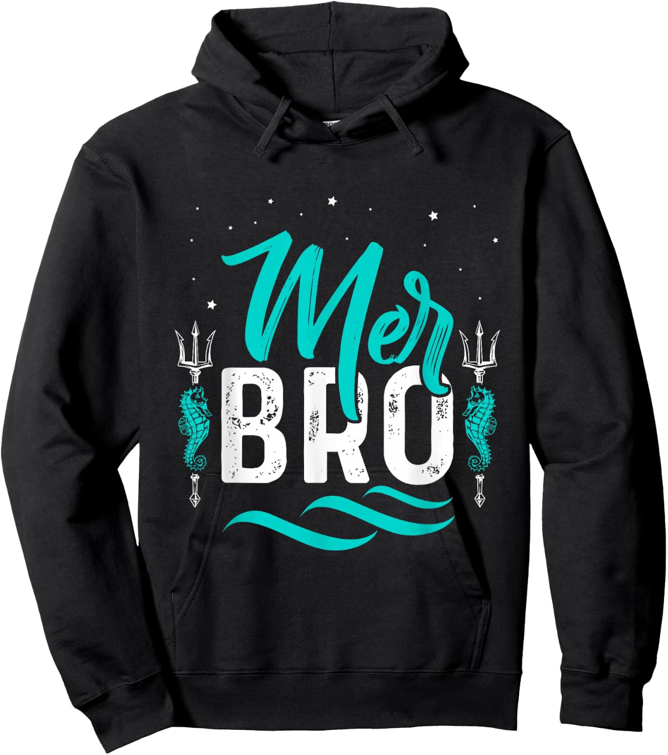 Merbro Brother of a Mermaid Boy and Toddlers Kids Merman Hoodie - Hoodie | Black