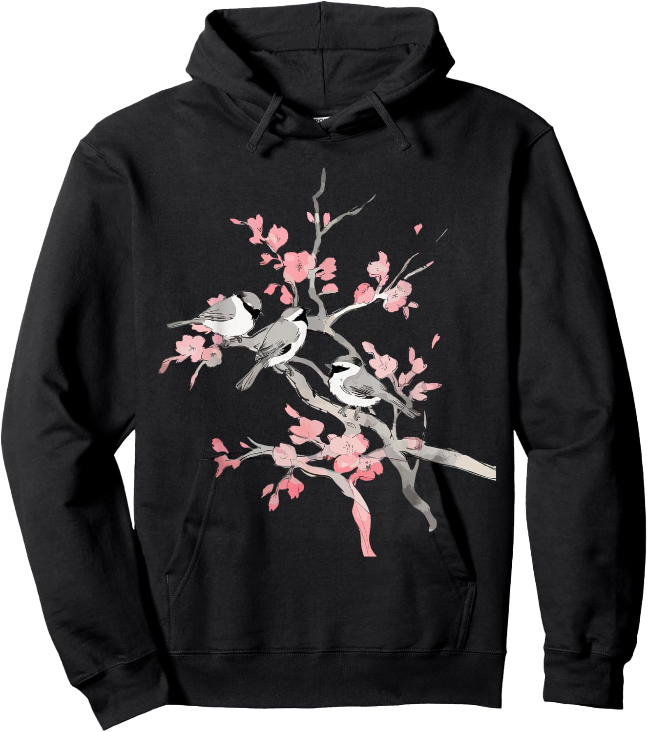 Cherry Blossoms & Birds Birdwatching Bird Lover Cute Hoodie - Hoodie | Black