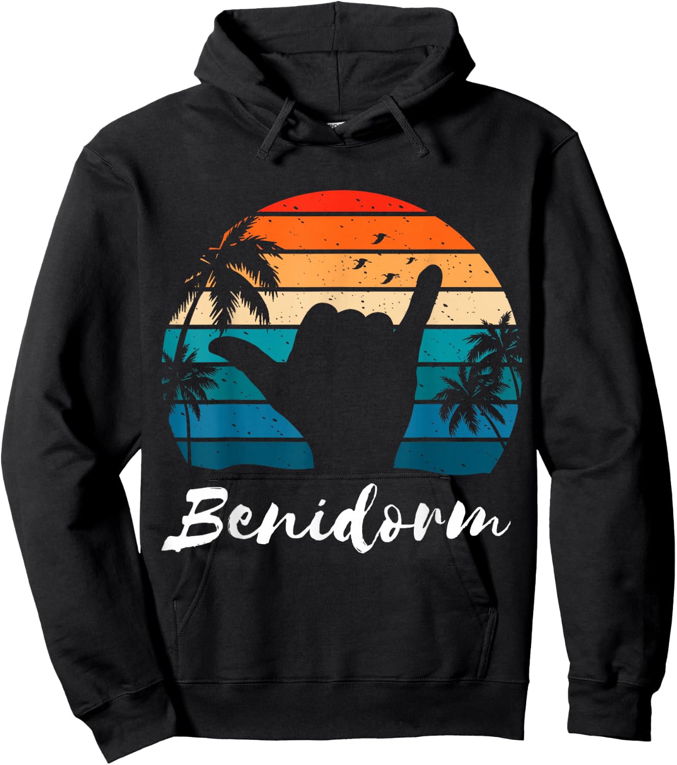Benidorm Vintage Sunset Spain Hoodie - Hoodie | Black