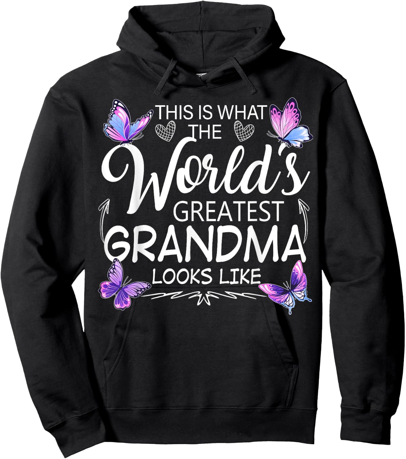 This Is What World's Greatest Grandma Looks Like Butterflies Hoodie - Hoodie | Black