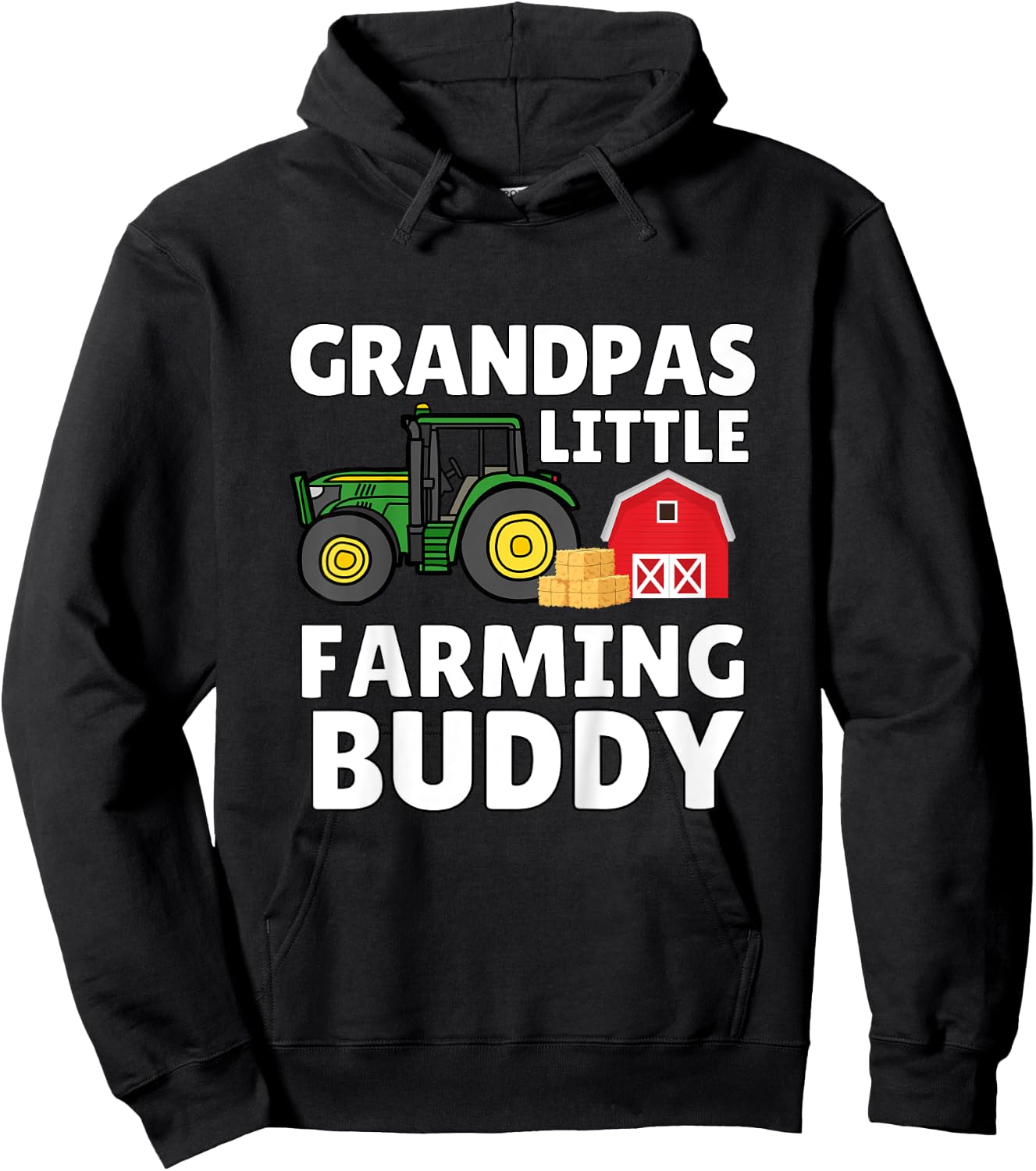 Kids Grandpas Little Farming Buddy Cute Kids Fishing Hoodie - Hoodie | Black