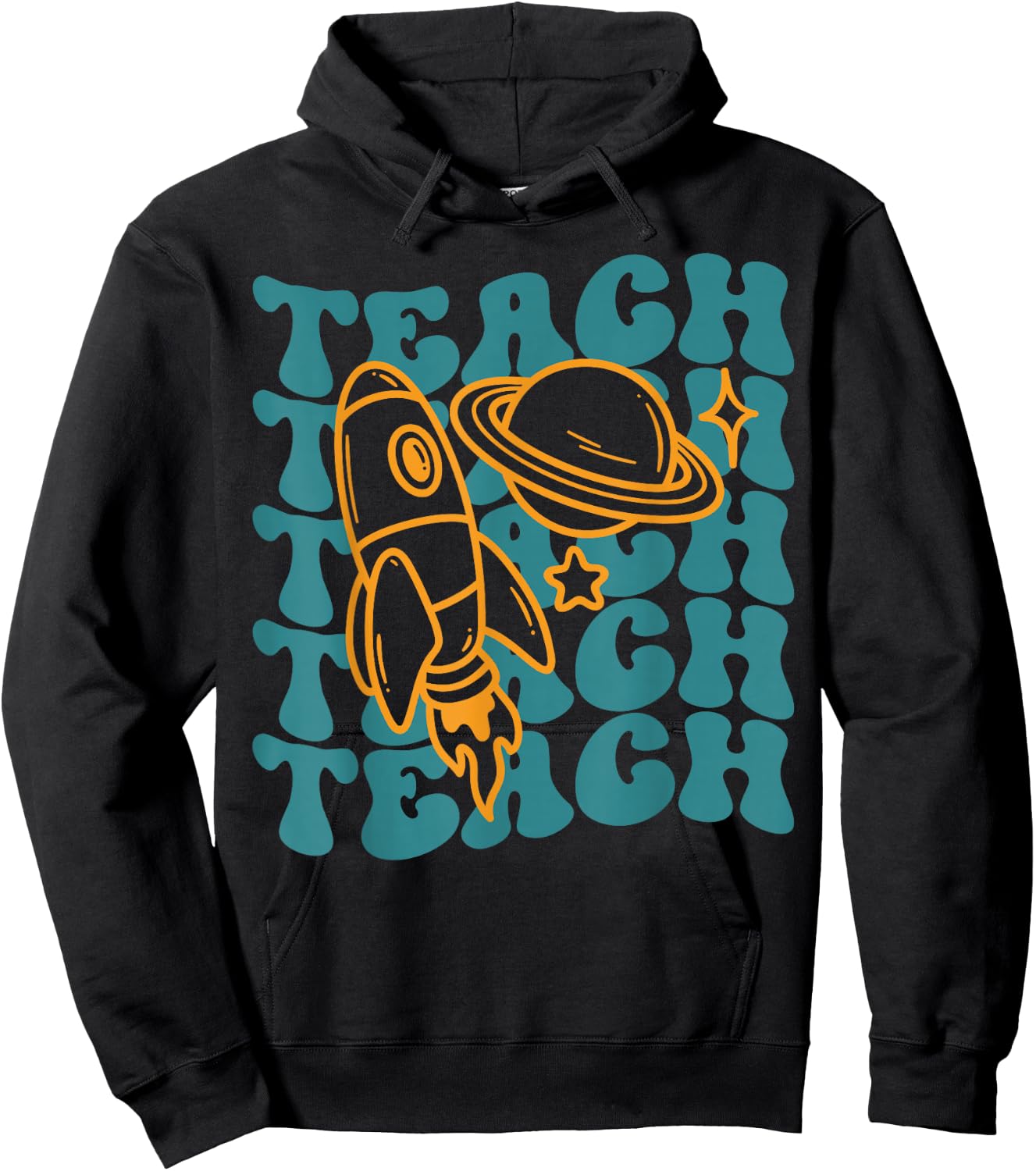 Teacher Outer Space Science Astronomy Planet Saturn Teach Hoodie - Hoodie | Black