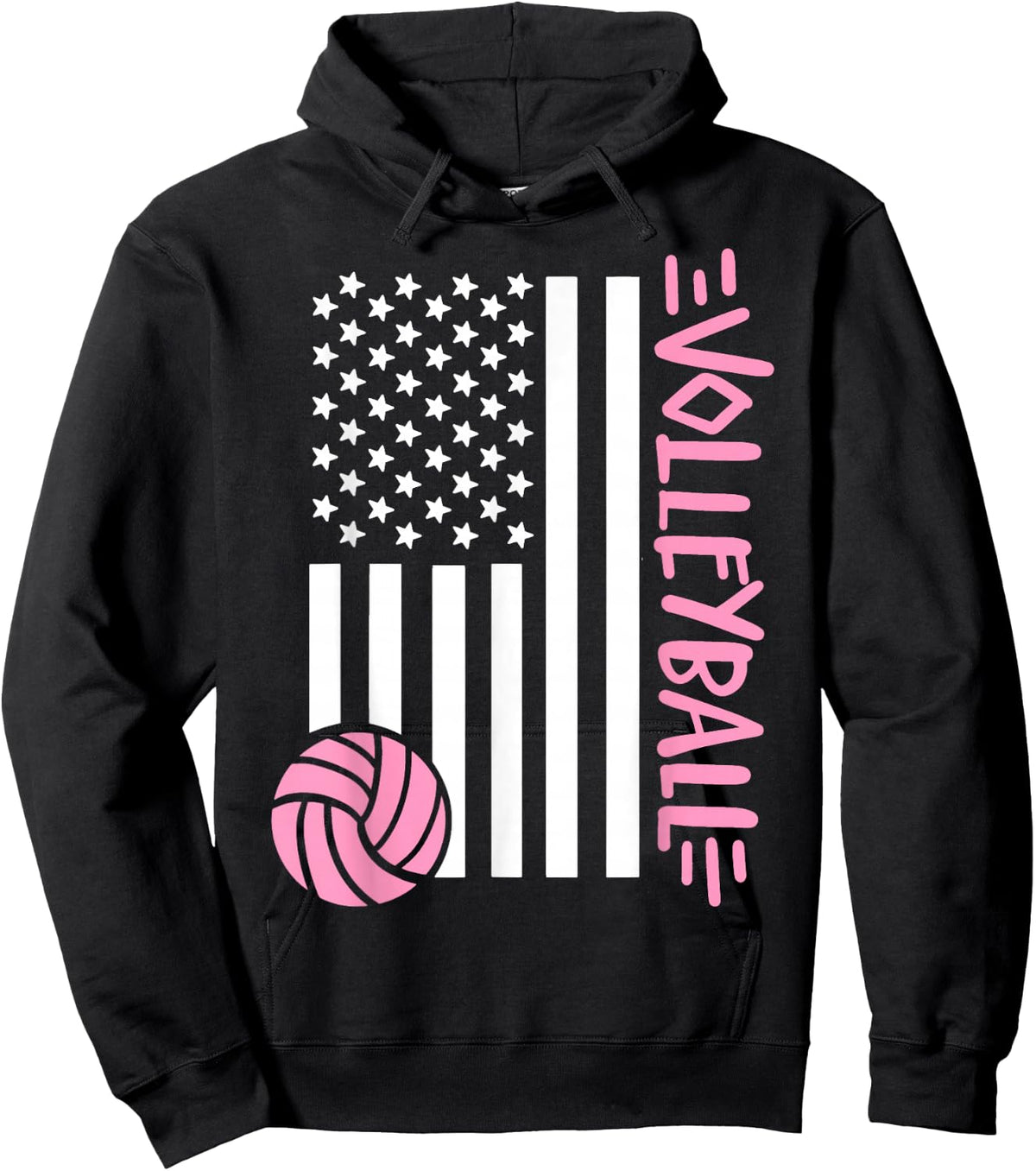 Volleyball US Flag USA Hoodie - Hoodie | Black