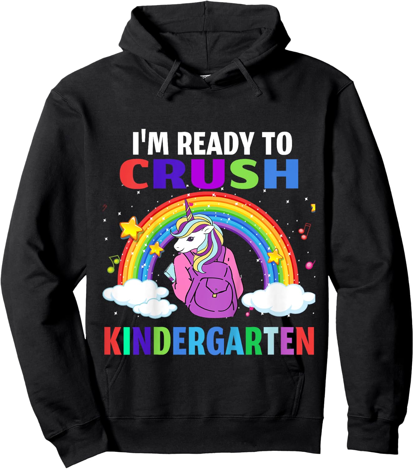 Kids Kids I'm Ready To Crush Kindergarten Unicorn Back to School Hoodie - Hoodie | Black