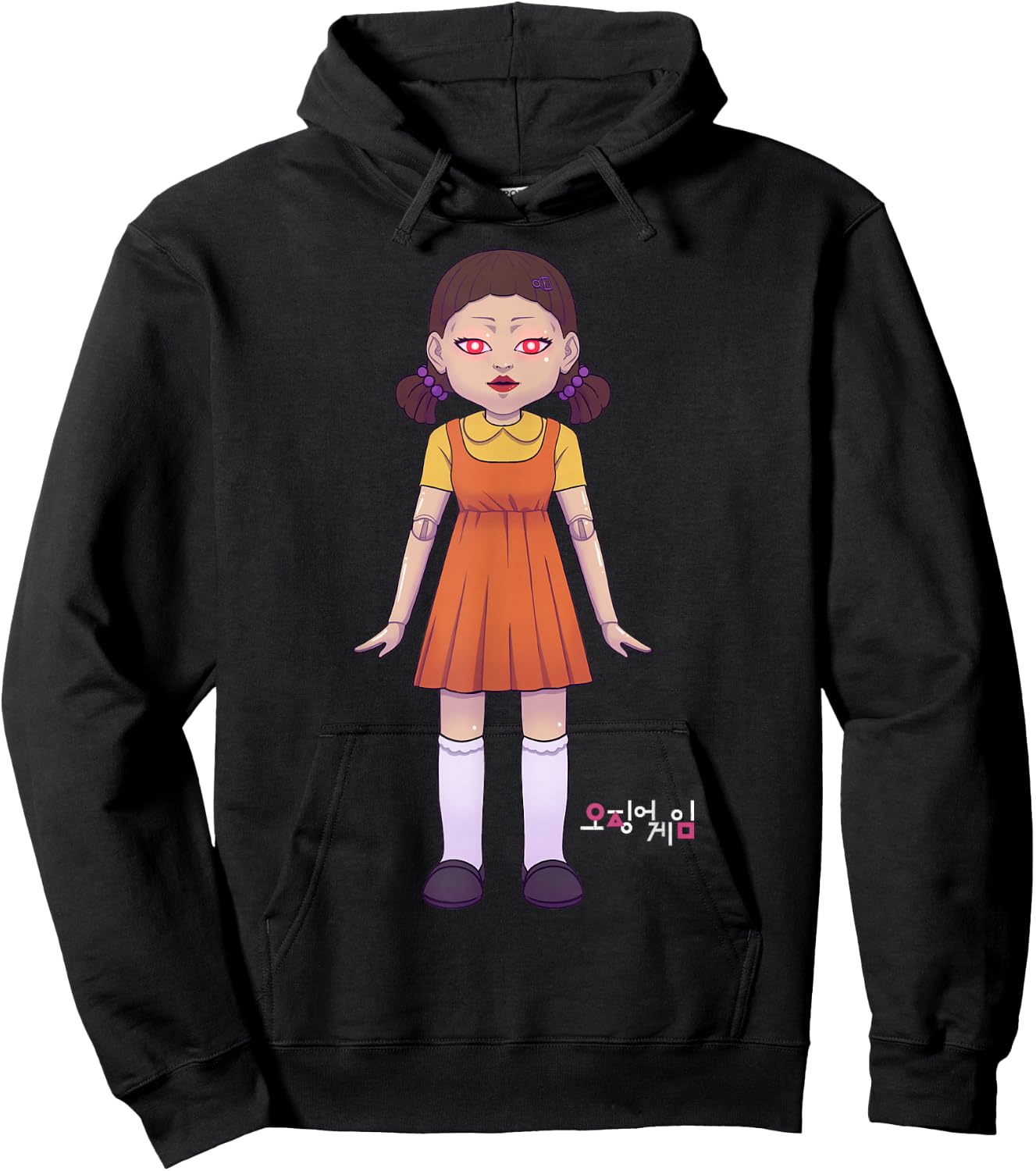 Squid Game Doll Logo Hoodie - Hoodie | Black