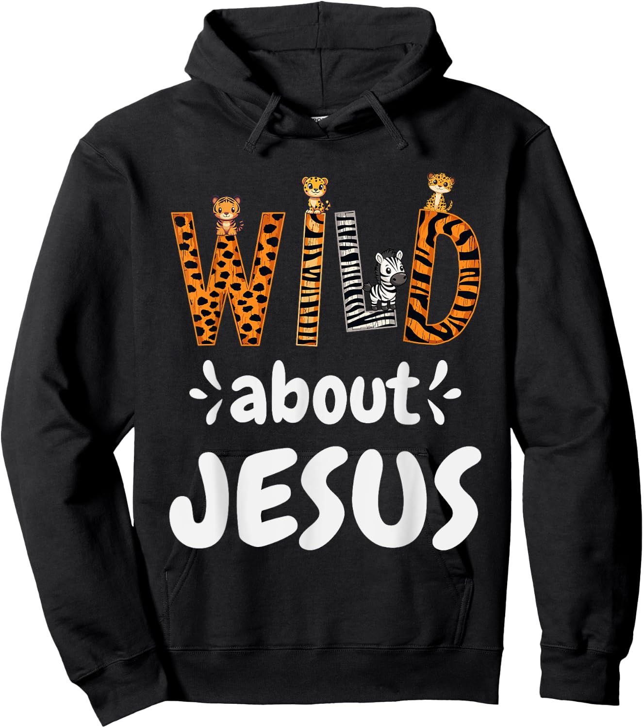 Jesus Accessories & Designs Wild About Jesus Christian , -Adults & Kids, Black, Small, Short Sleeve Hoodie - Hoodie | Black