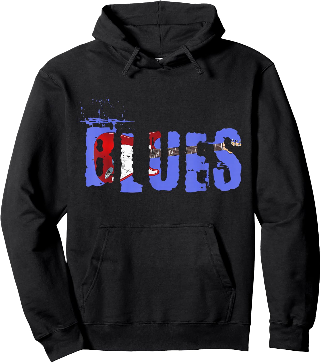 Vintage Look Blues Guitar Hoodie - Hoodie | Black