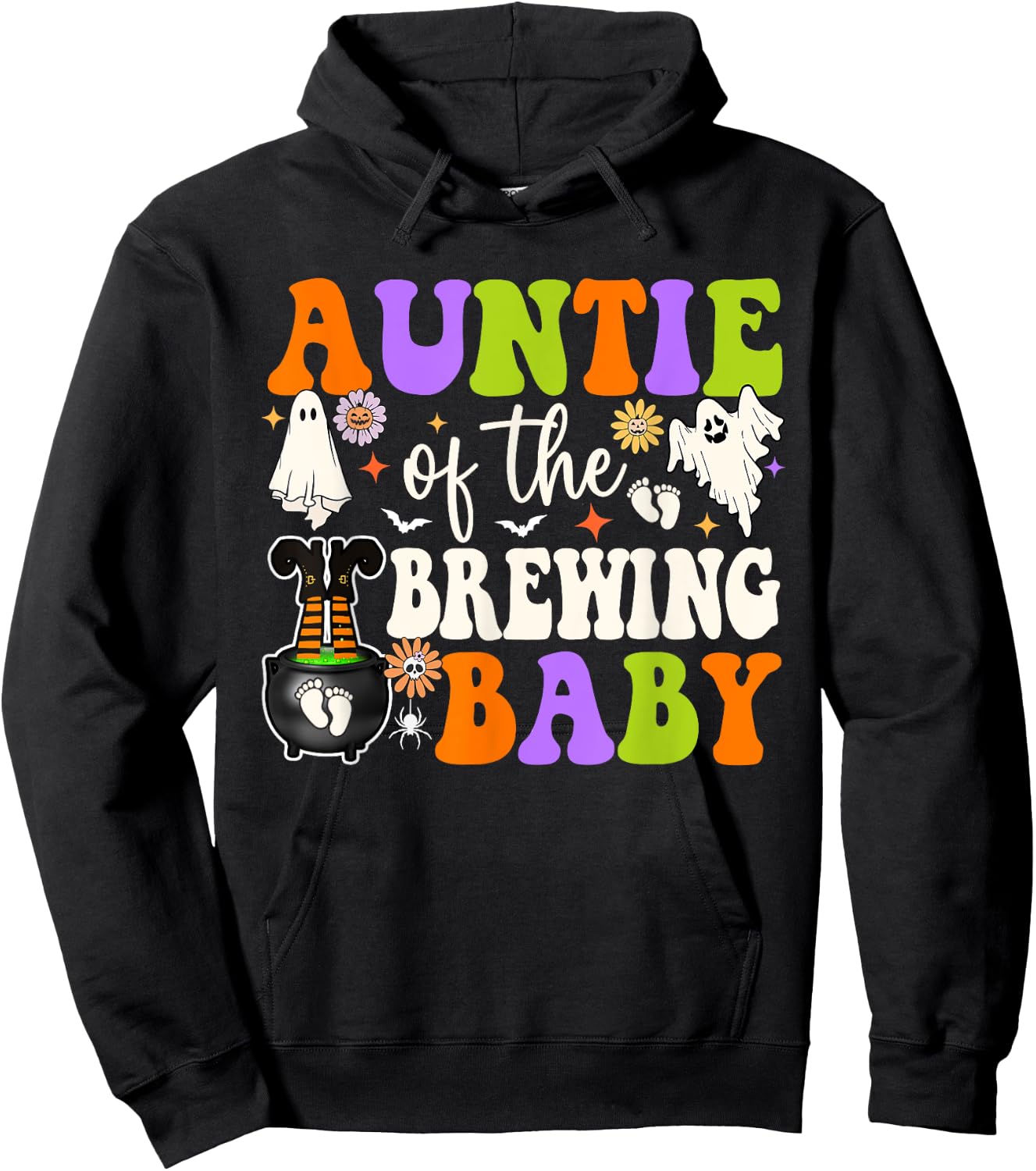 Auntie of Brewing Baby Halloween Theme Baby Shower Spooky Hoodie - Hoodie | Black