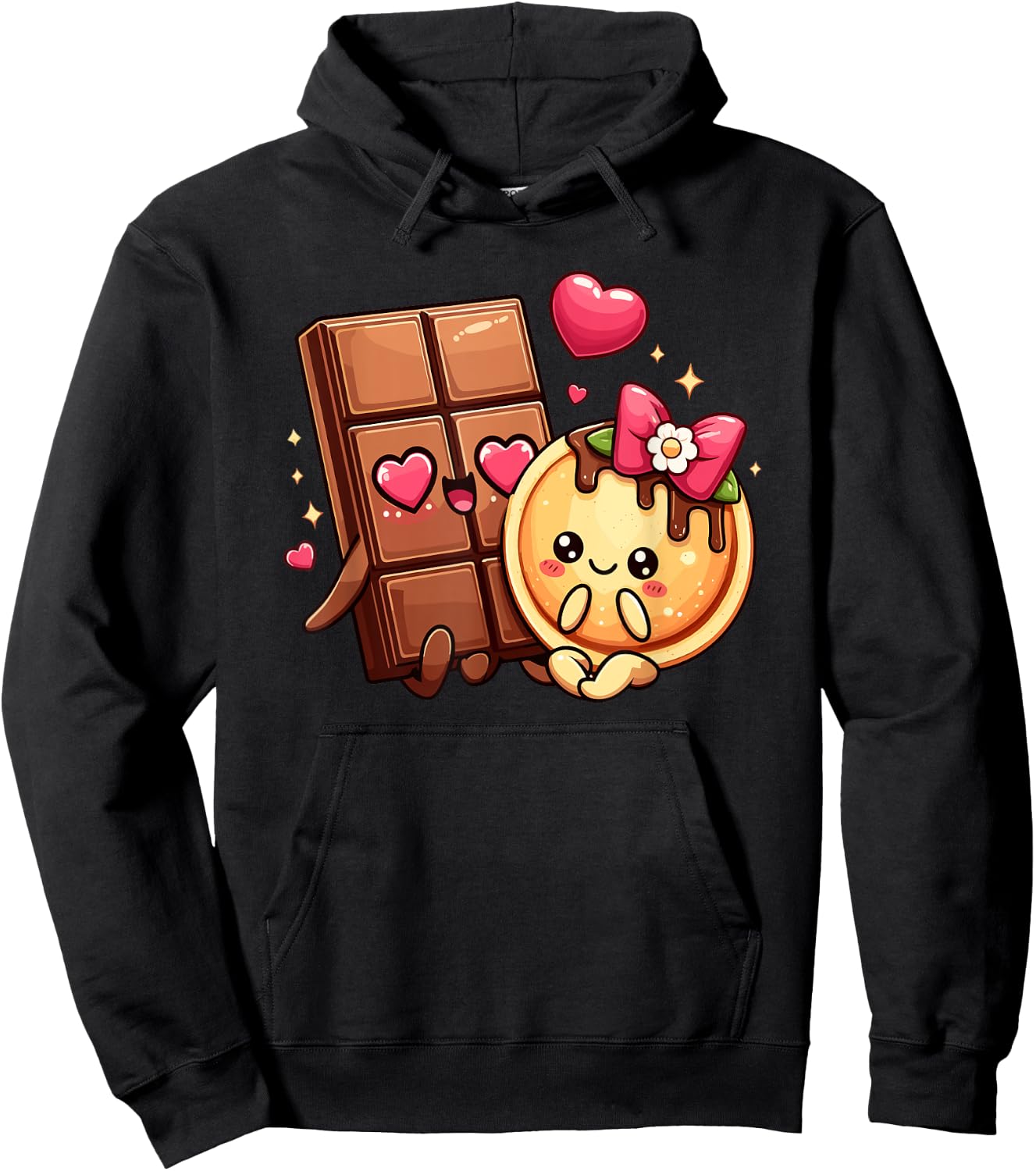 Choco And Pancake Couples Love Matching Chocolate Day Hoodie - Hoodie | Black