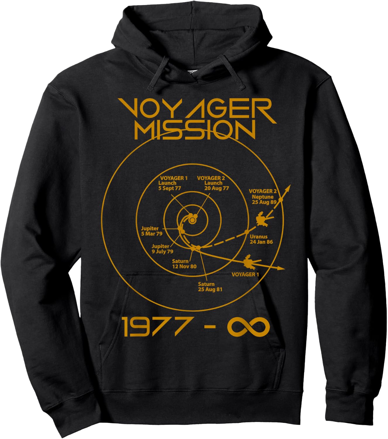 Space Voyager 1 2 Probes Outer Space Exploration Trajectory Hoodie - Hoodie | Black