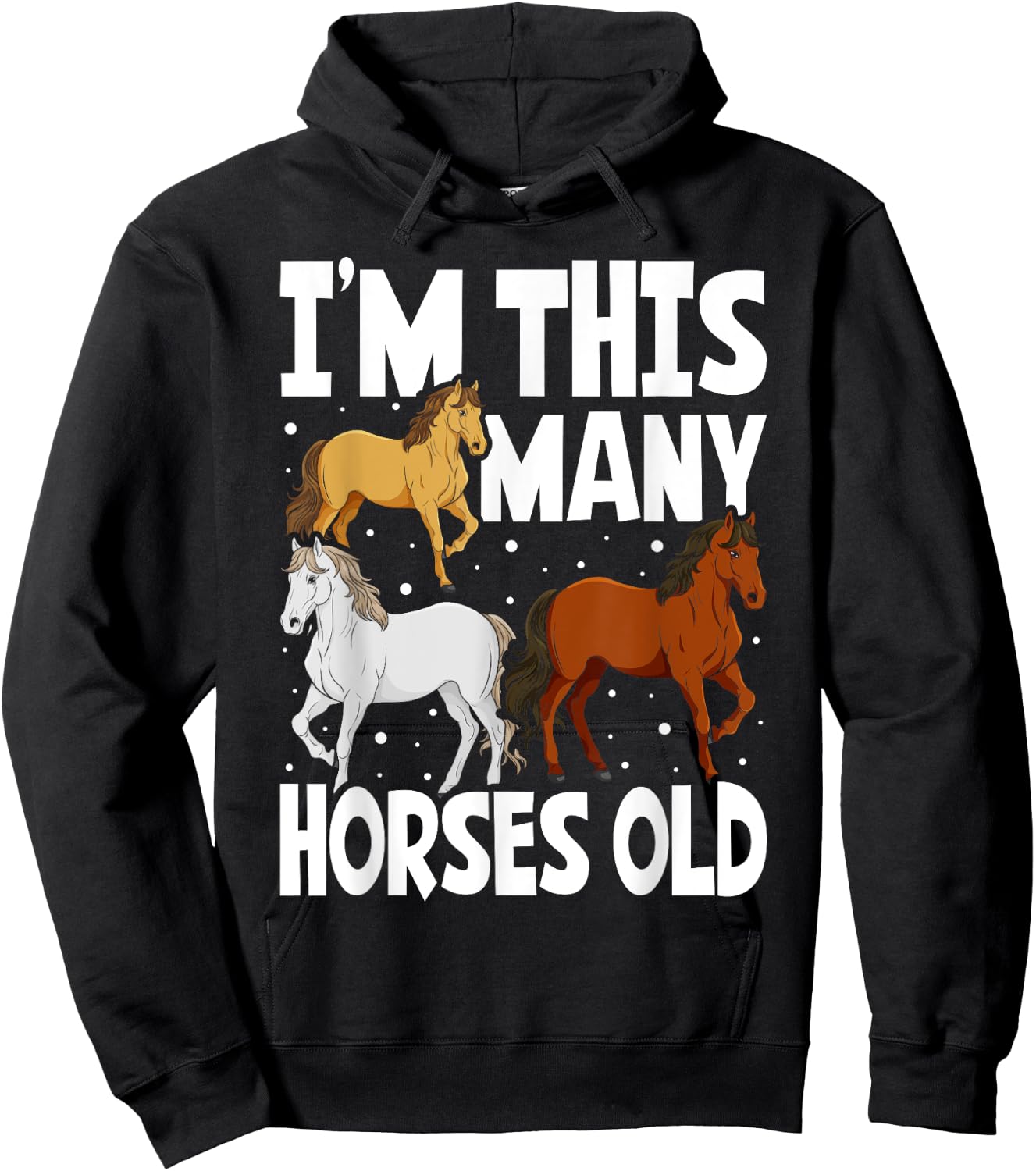 Kids 3 Years Old Girl Horses Old 3rd Birthday Kids Hoodie - Hoodie | Black