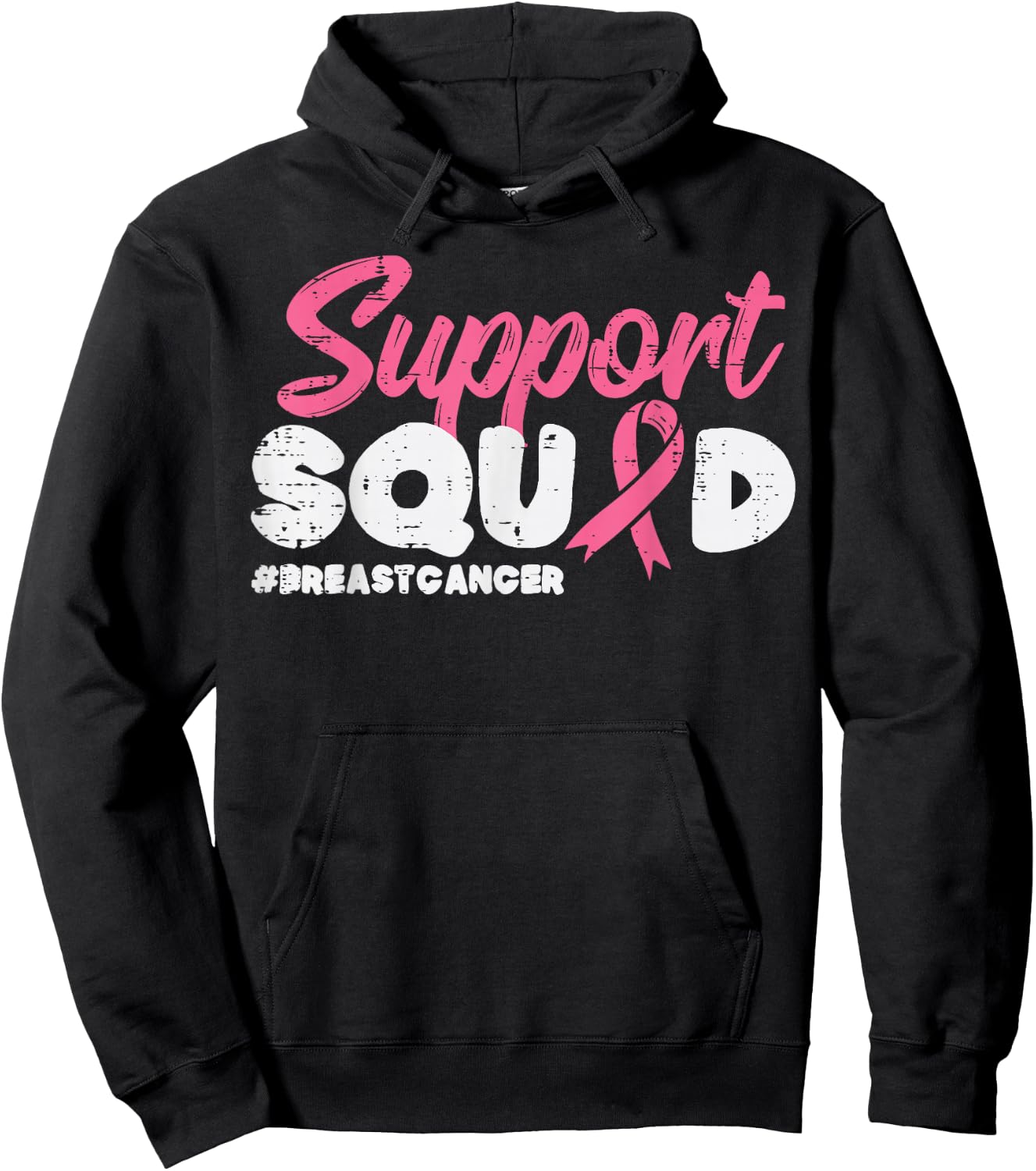 Support Squad Breast Cancer Awareness Ribbon Men Women Kids Hoodie - Hoodie | Black