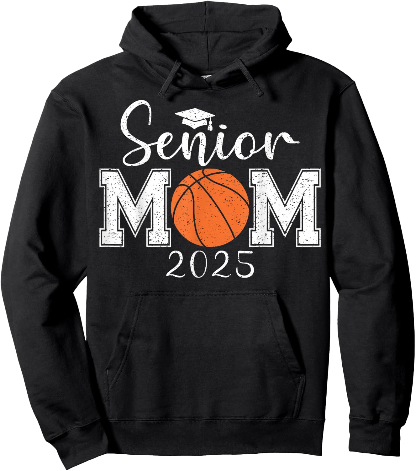 Senior Mom 2025 Basketball Class Of 2025 Graduation Hoodie - Hoodie | Black