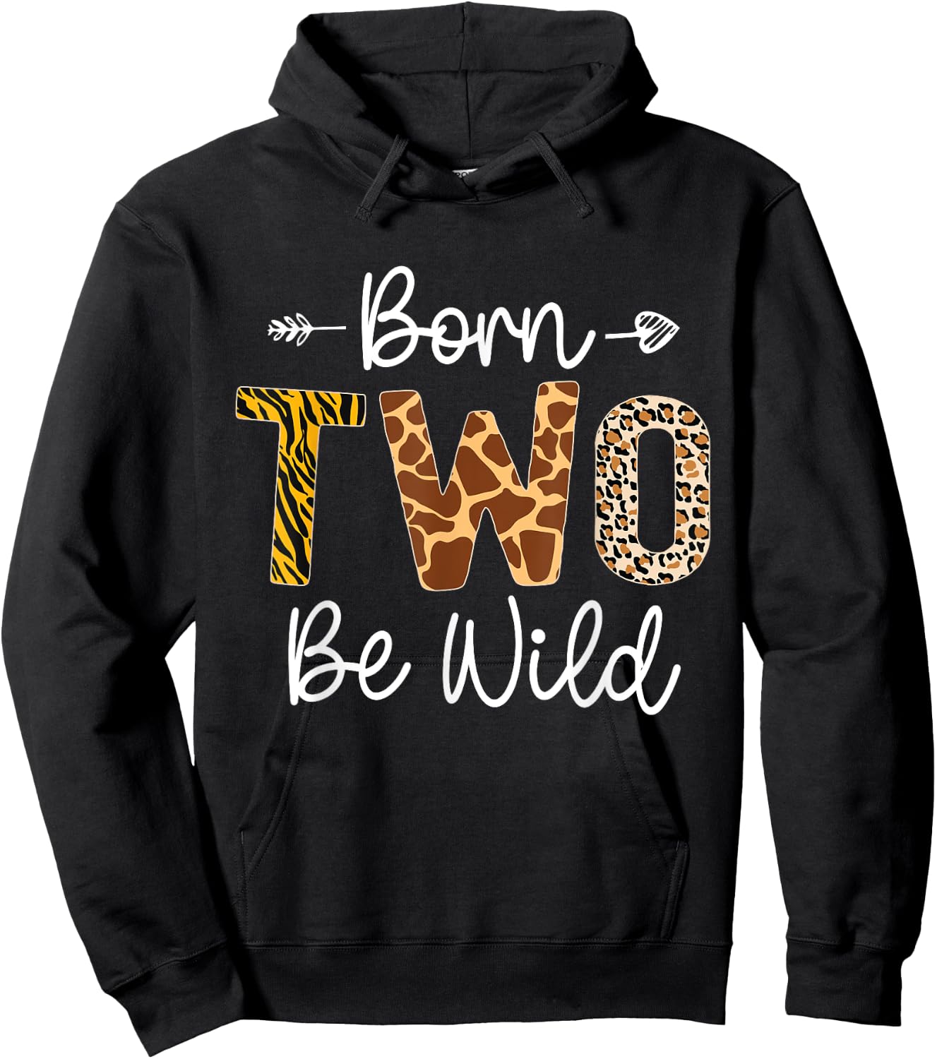 Wild Mama Born Two be Wild 2nd Birthday Zoo Jungle Safari Hoodie - Hoodie | Black