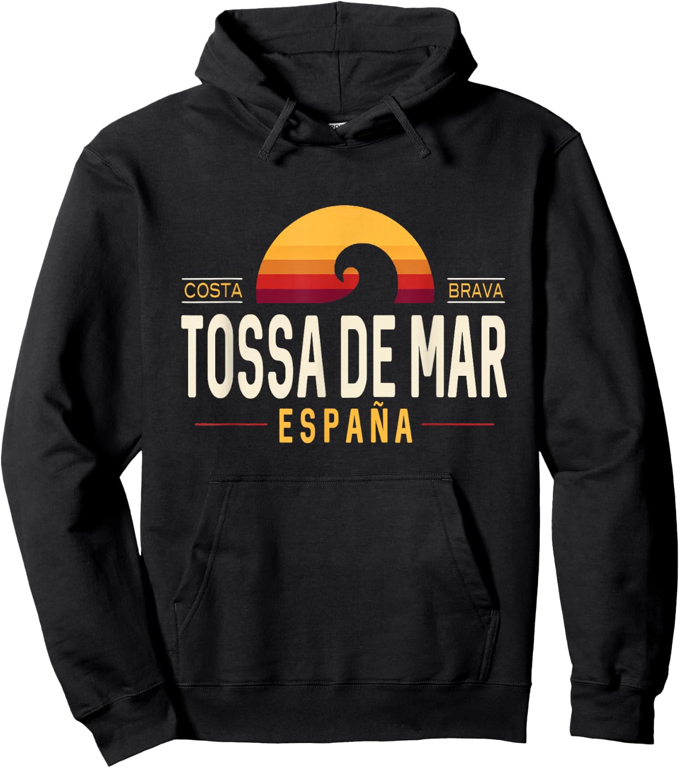 Tossa de Mar Spain | Tossa de Mar Costa Brava España Wave Hoodie - Hoodie | Black