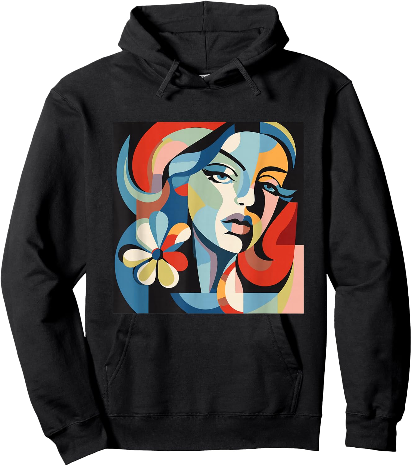 Abstract Woman Face Art Illustration Graphic Designs Hoodie - Hoodie | Black