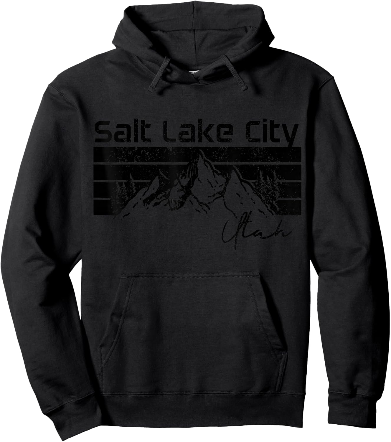 Salt Lake City Utah Souvenir Pride Vintage Mountains Hoodie - Hoodie | Black