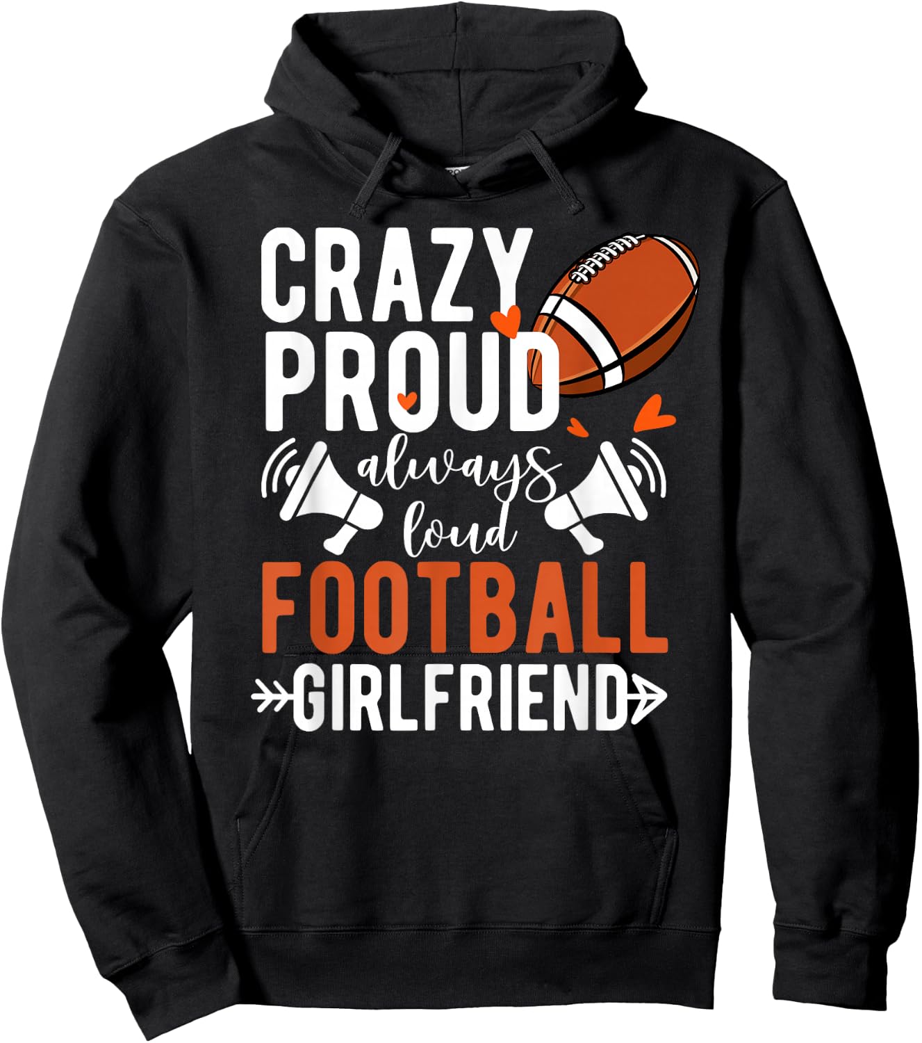 Crazy Proud Football Girlfriend Of A Football Player Hoodie - Hoodie | Black