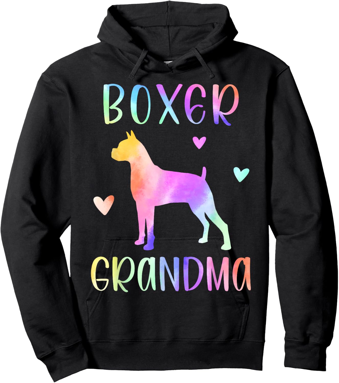 Boxer Grandma Boxer Dog Nana Rainbow Watercolor Hoodie - Hoodie | Black