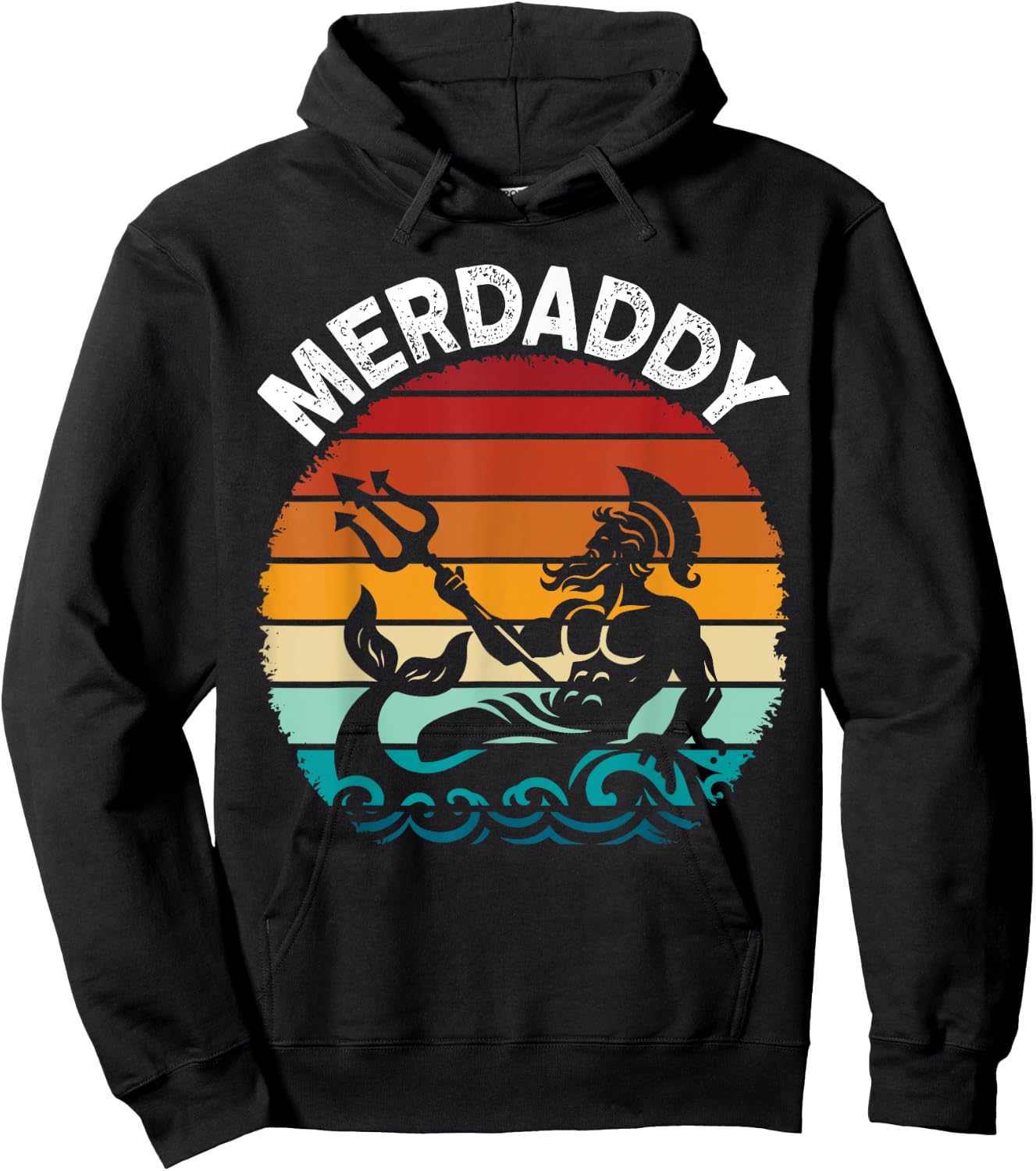 Merdaddy Security Merman Mermaid Daddy Fish Father's Day Hoodie - Hoodie | Black