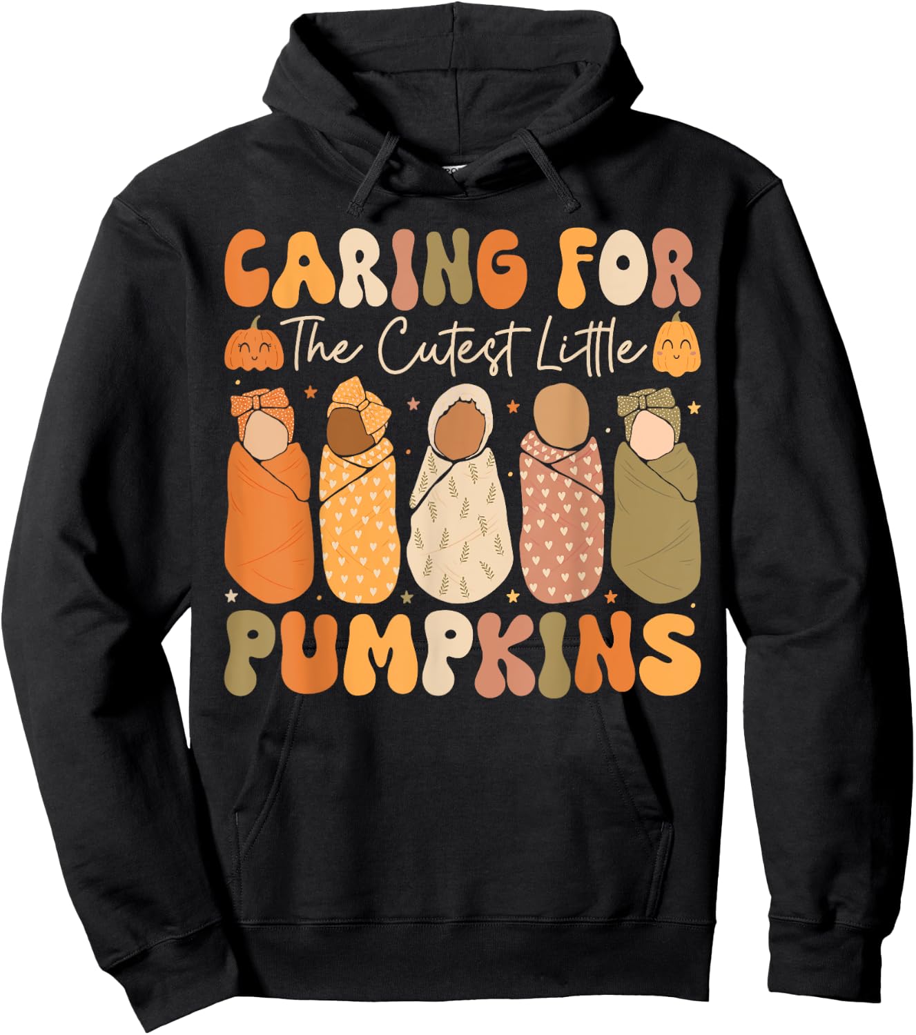 Caring For The Cutest Little Pumpkins L and D Nurse Fall Hoodie - Hoodie | Black