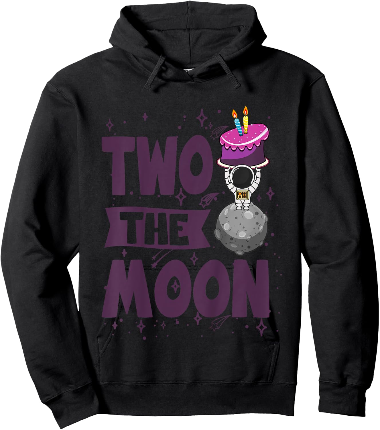 TWO THE MOON Shirt Girls 2nd Birthday Gift 2 Year Old Hoodie - Hoodie | Black
