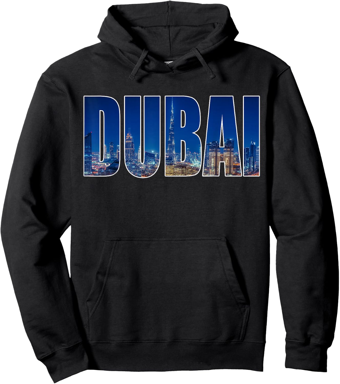 Dubai UAE Urban Skyline Photography Font Hoodie - Hoodie | Black