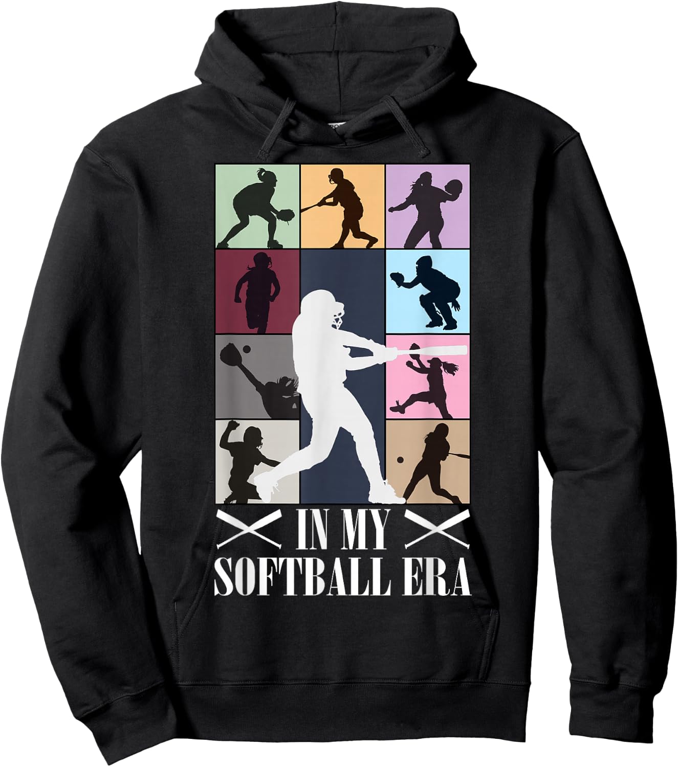 in My Softball Era Funny Softball Girl Player Lover Hoodie - Hoodie | Black