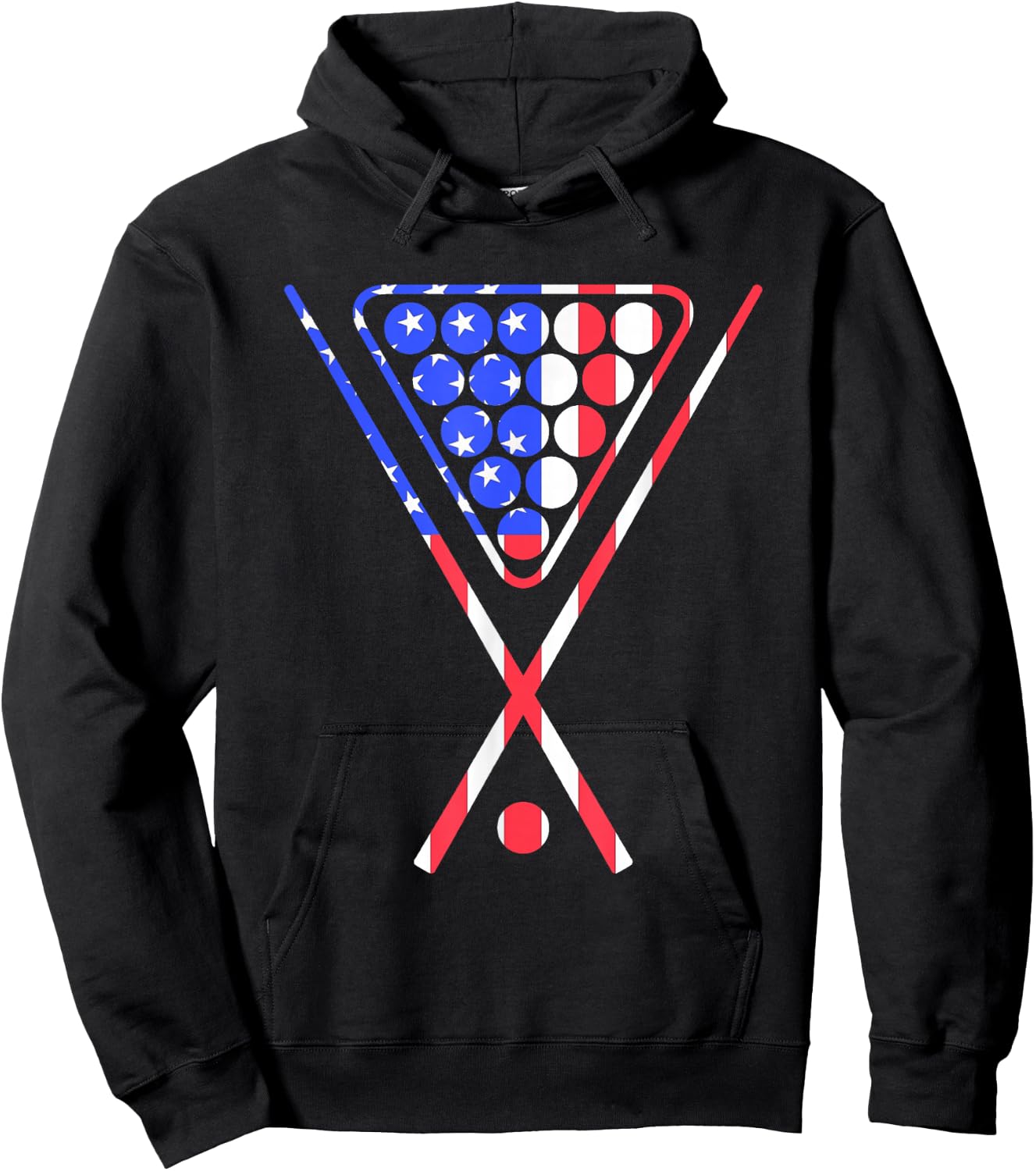 American Flag Billiards Pool Cue and Rack Design GIft Hoodie - Hoodie | Black