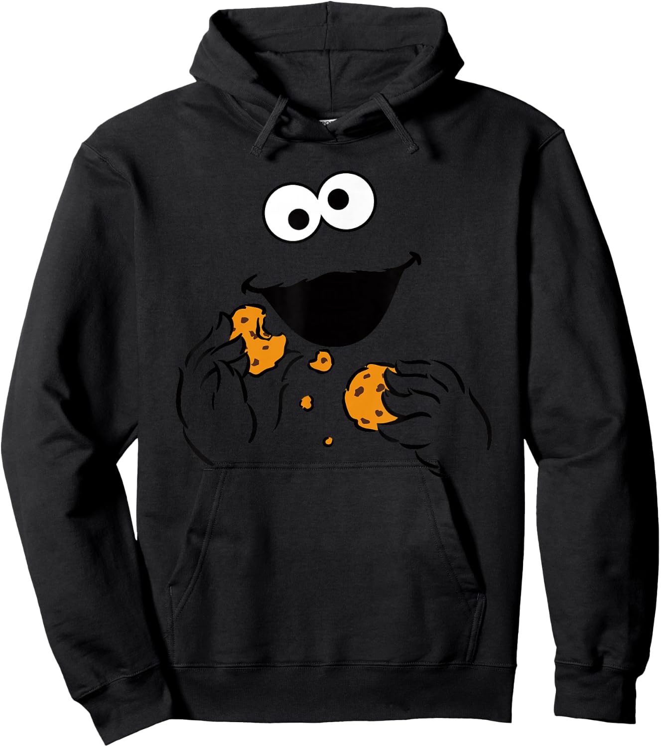 Sesame Street Cookie Monster Om Nom Face Halloween Costume Hoodie - Hoodie | Black