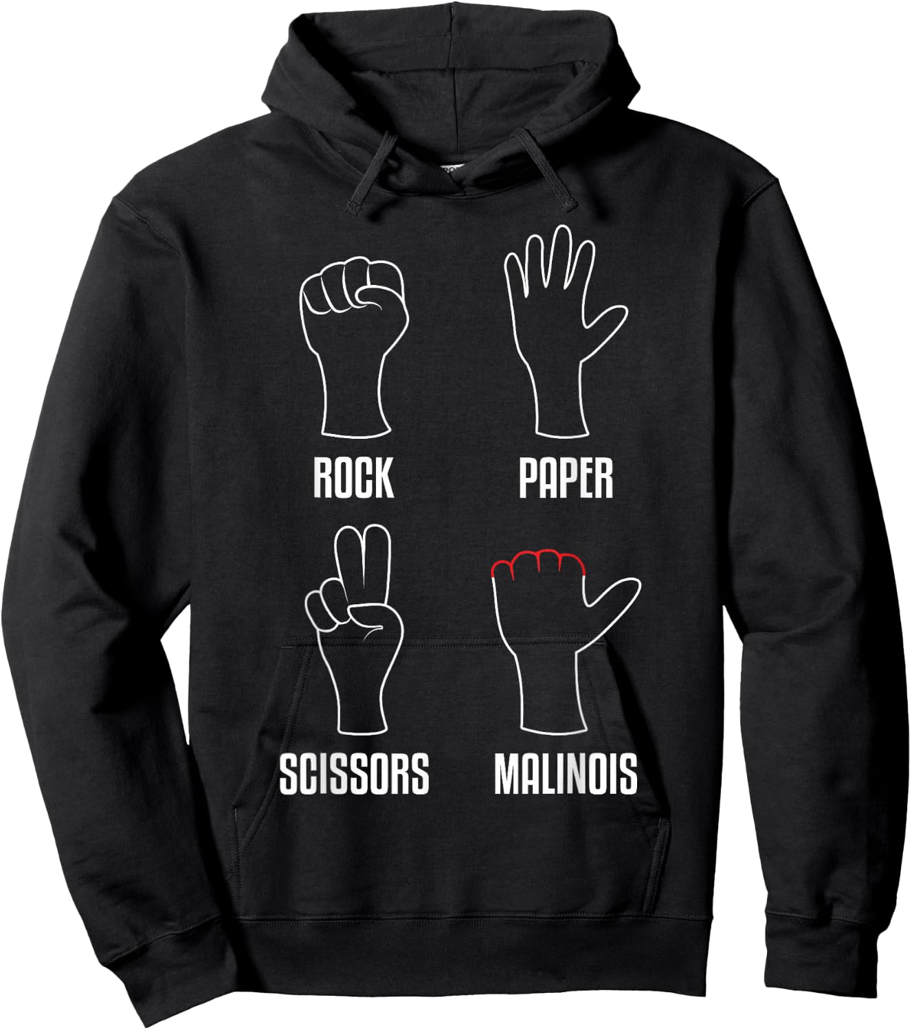 Rock Paper Scissors Malinois Funny Belgian Malinois Dog Hoodie - Hoodie | Black